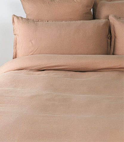 Linen Quilt Cover Set - Terracotta Blush