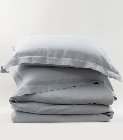 Bhumi Organic Cotton - Linen Plain Quilt Cover Set - Sky Blue