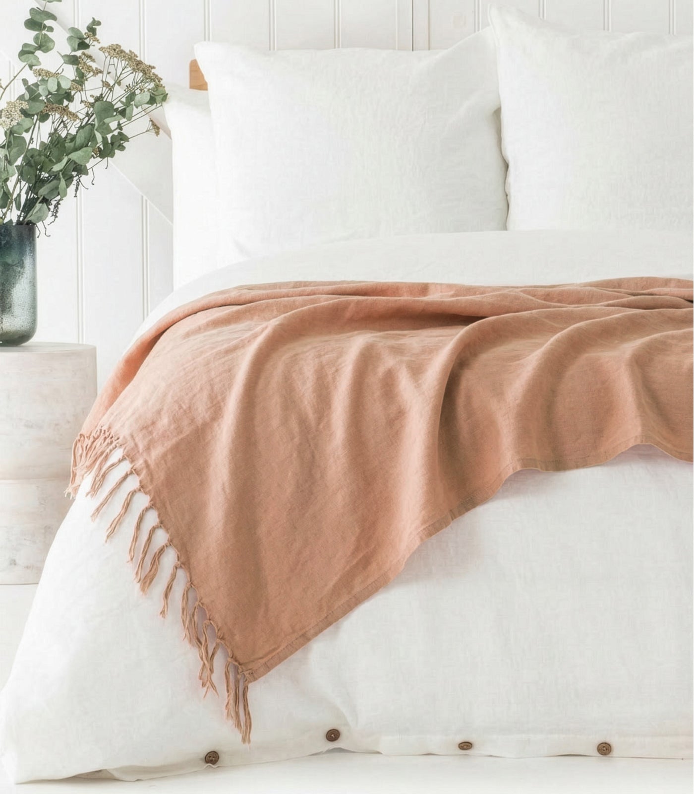 Linen Throw - Terracotta Blush