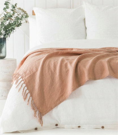 Linen Throw - Terracotta Blush