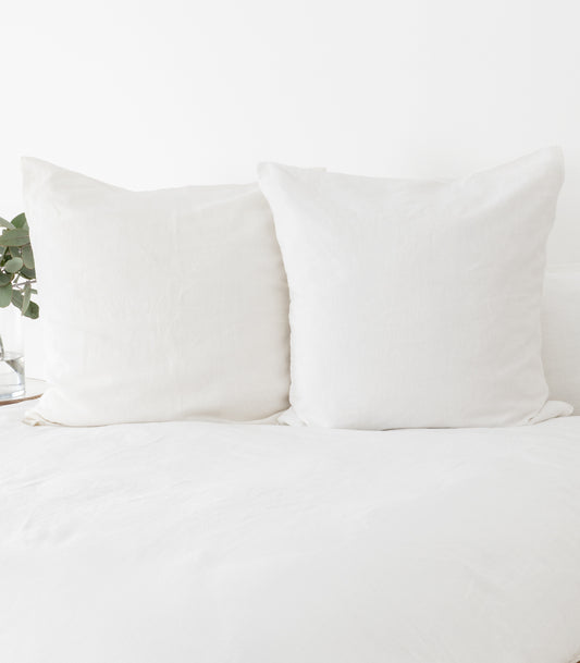 Linen European Pillow Cases - White