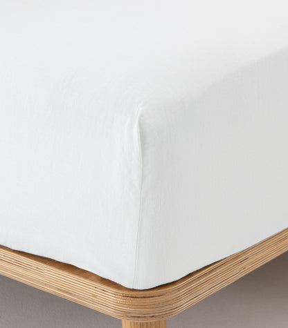 Linen Fitted Sheet Set - White