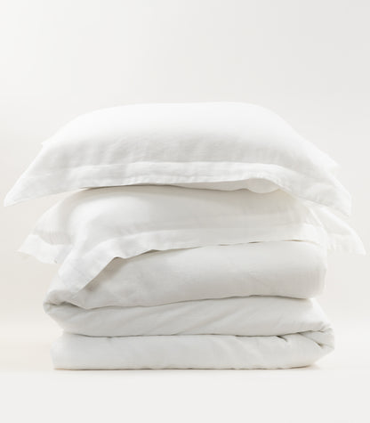 Bhumi Organic Cotton - Linen Plain Quilt Cover Set - White