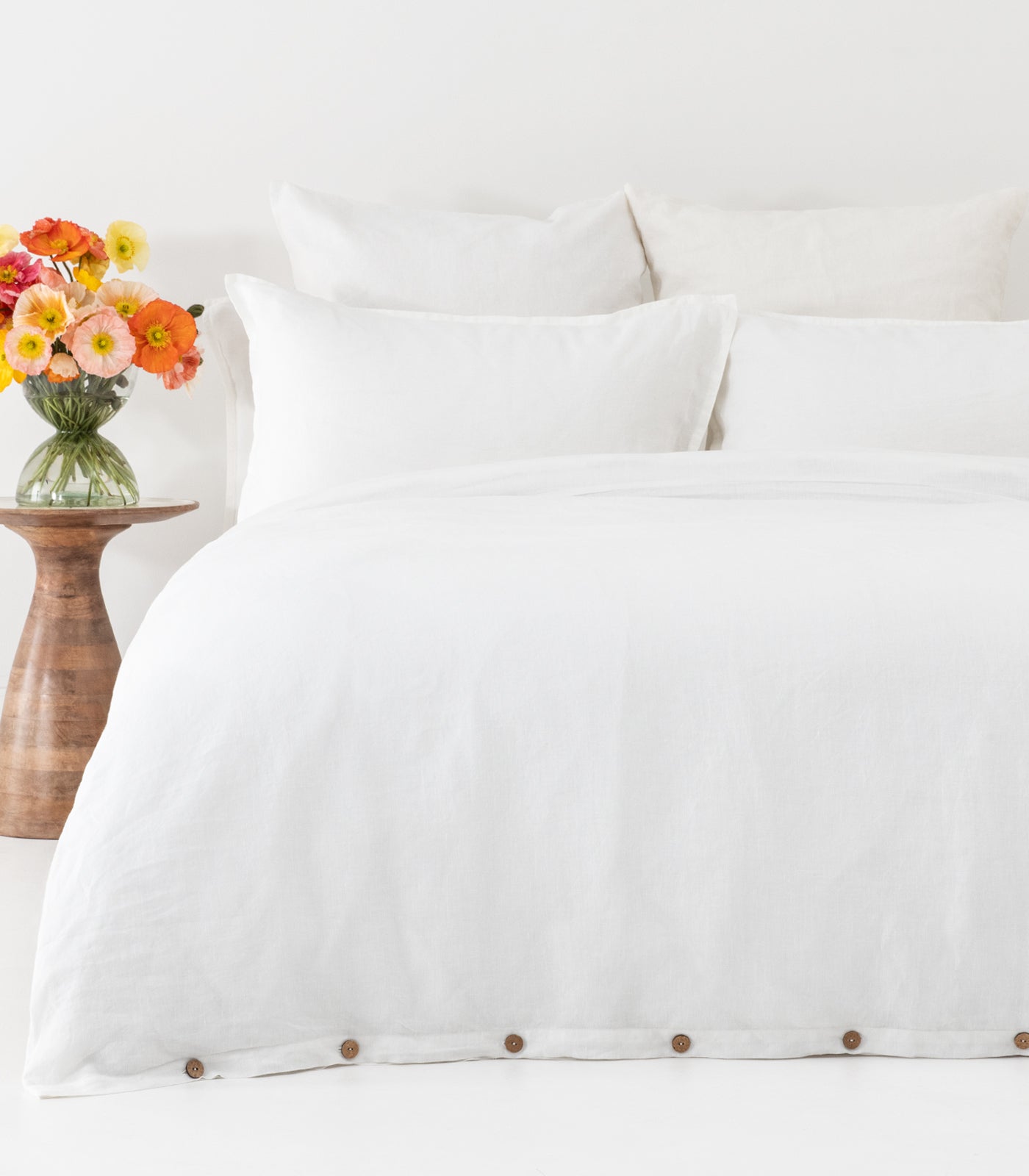 Linen Quilt Cover Set - White