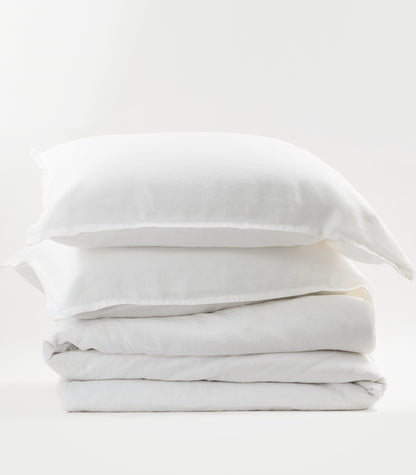 Linen Quilt Cover Set - White