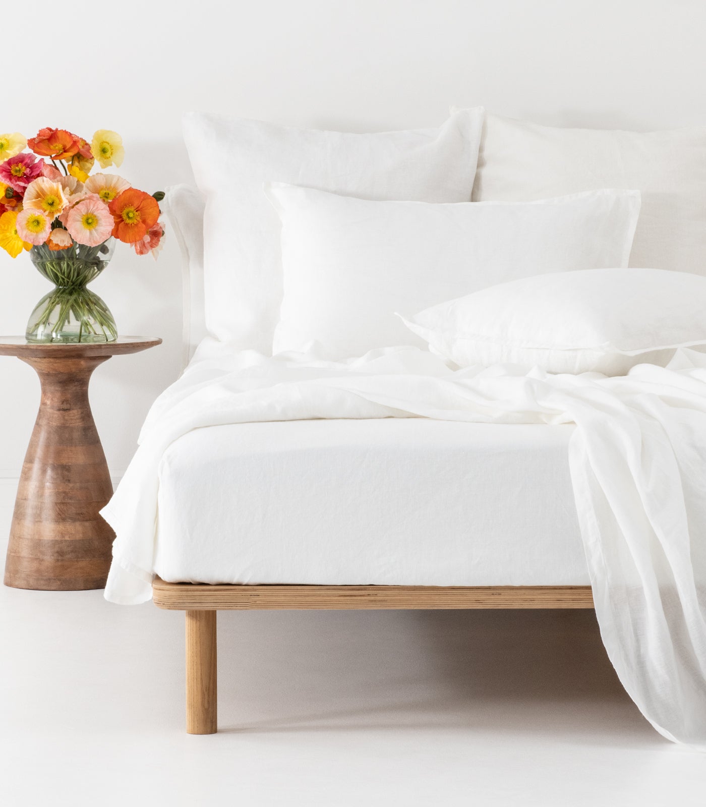 Linen Fitted Sheet Set - White