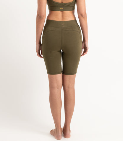 Long Bike Shorts - Dark Olive