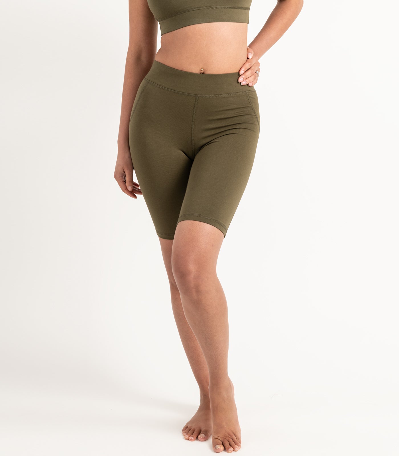 Long Bike Shorts - Dark Olive