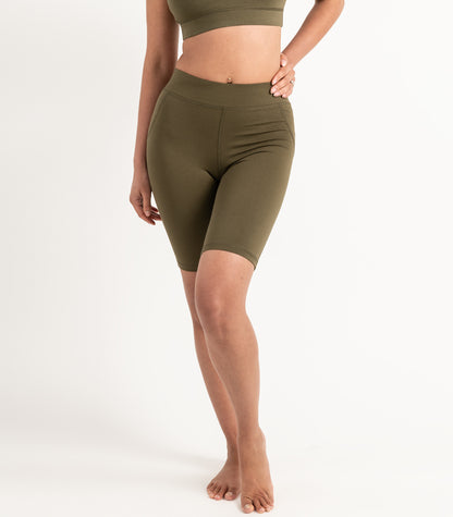 Long Bike Shorts - Dark Olive