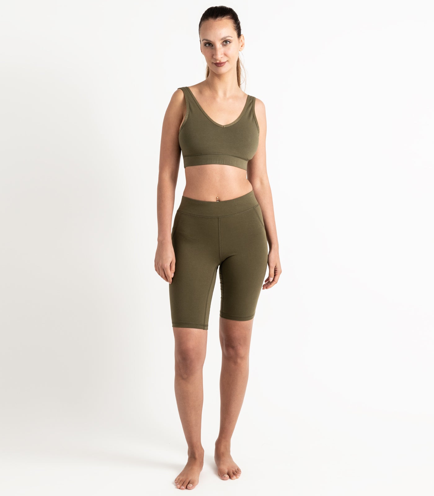 Long Bike Shorts - Dark Olive