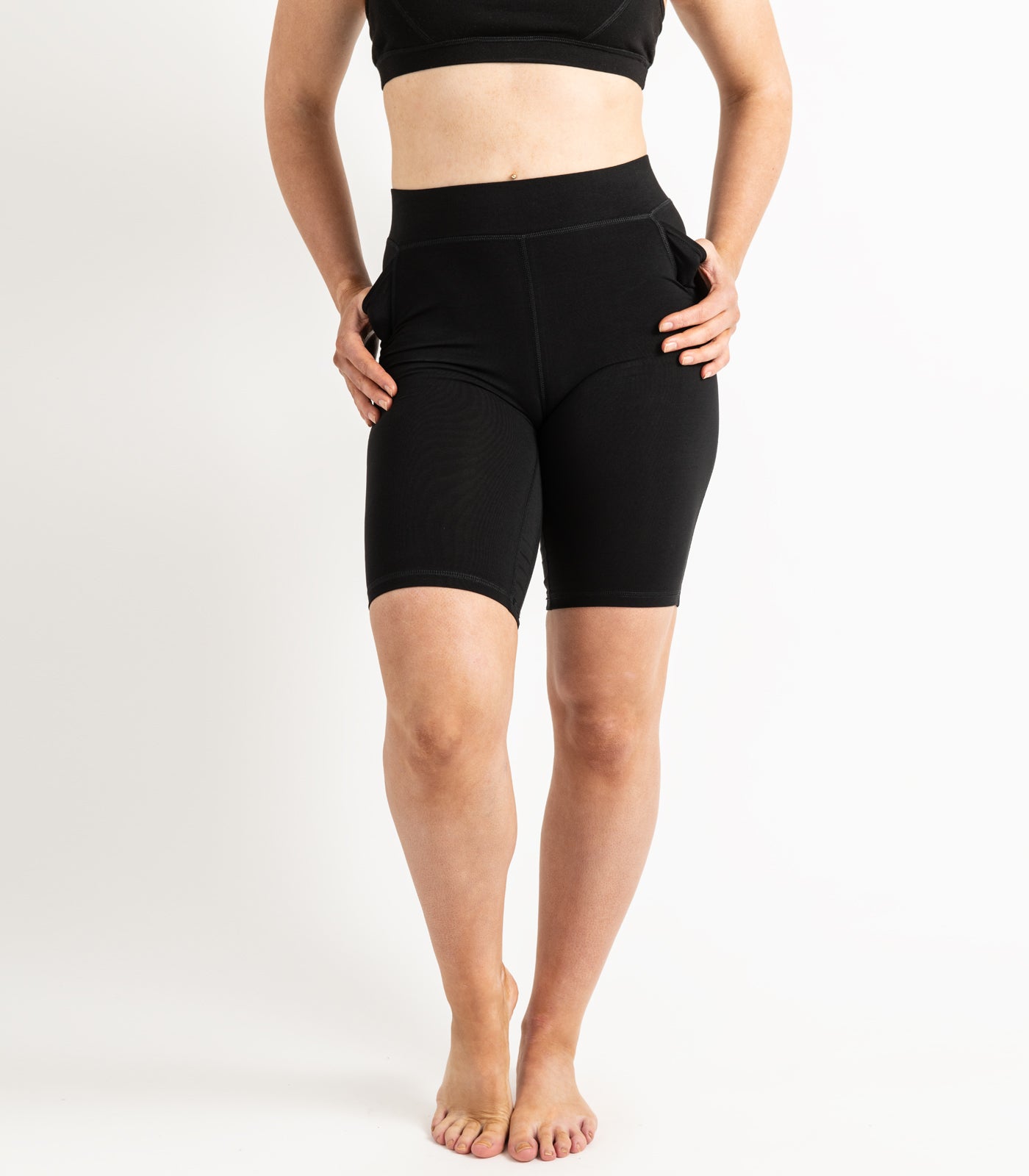 Pocket Long Bike Shorts - Black