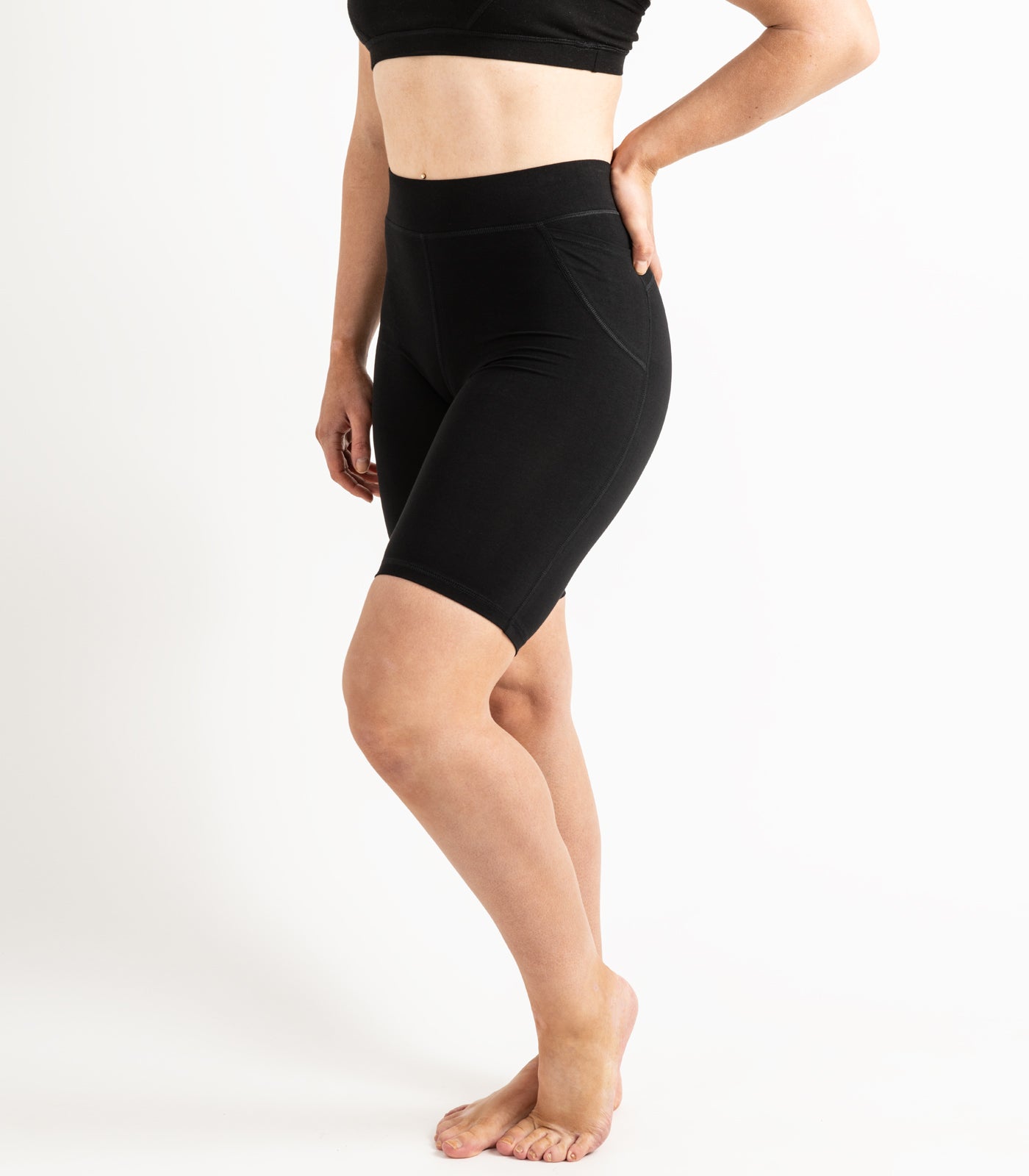 Pocket Long Bike Shorts - Black
