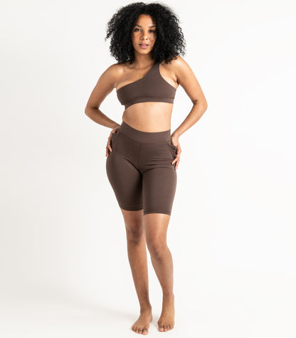 Pocket Long Bike Shorts - Chocolate Martini