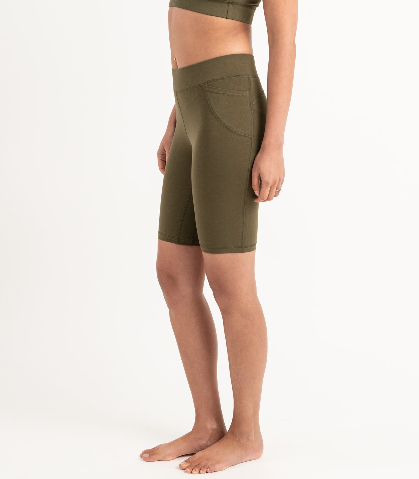 Pocket Long Bike Shorts - Dark Olive