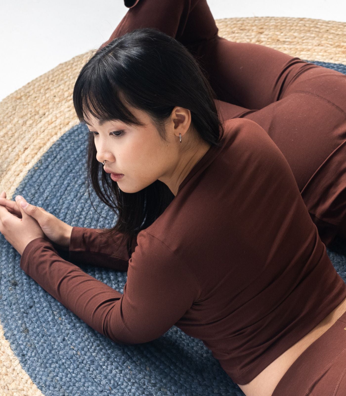 Long Sleeve Fitted Crop Top - Espresso