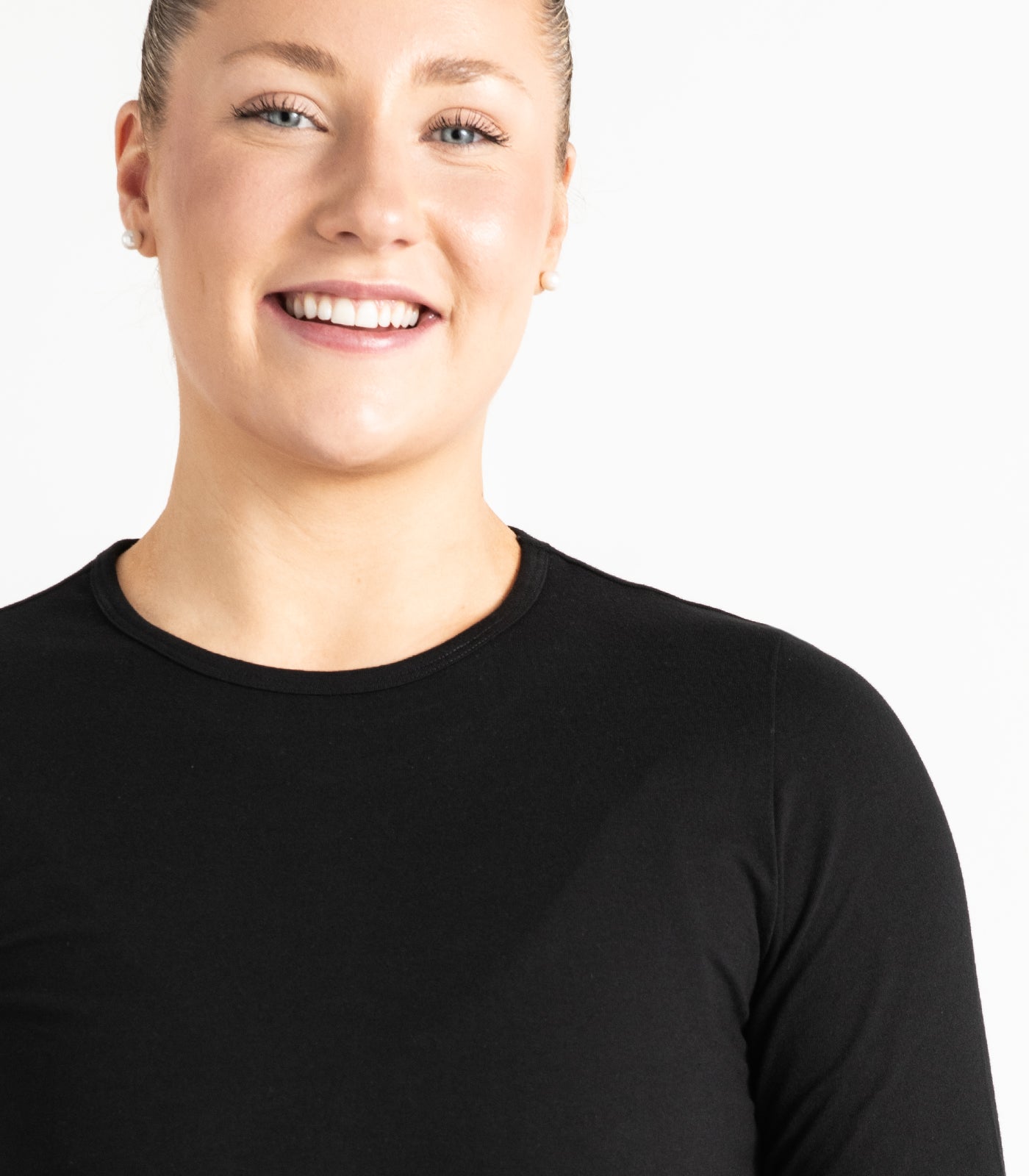 Long Sleeve Fitted Crop Top - Black