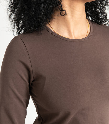 Long Sleeve Fitted Crop Top - Chocolate Martini