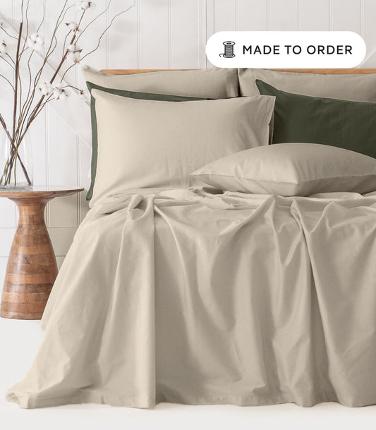 Bhumi Organic Cotton - Sateen Sheet Set - Made To Order - Oatmeal