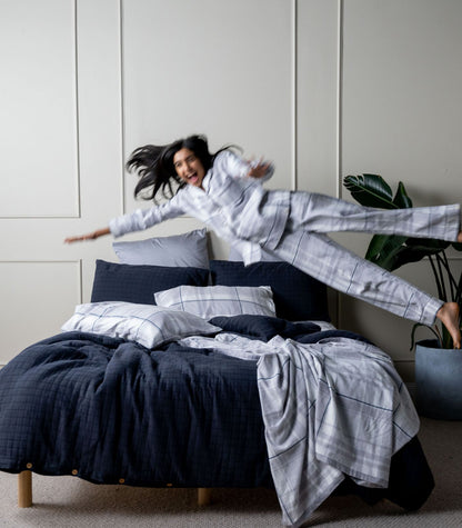 Bhumi Organic Cotton - Matelasse Quilt Cover - Charcoal
