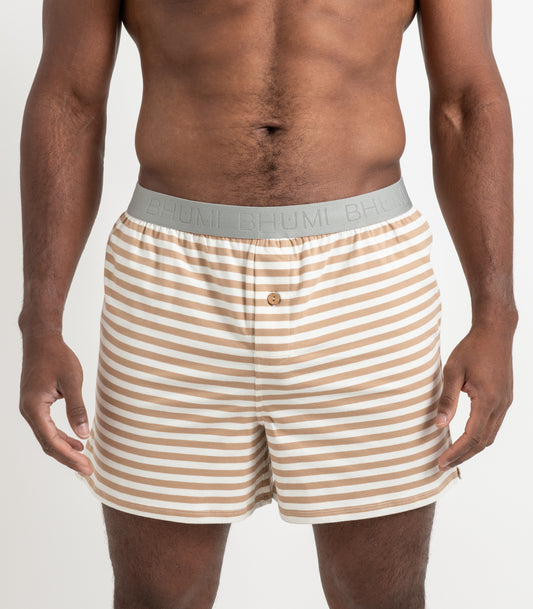 Bhumi Organic Cotton - Original Boxers (2 Pack) - Tan Stripe