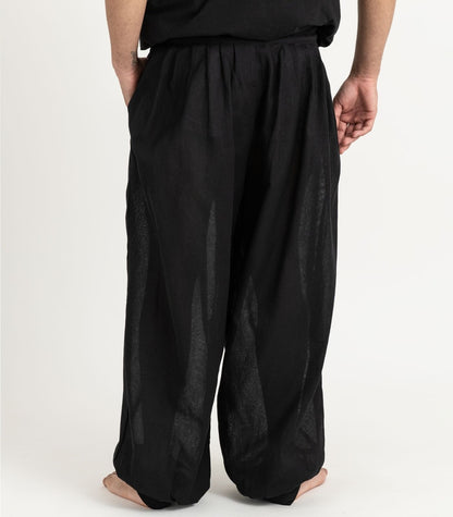 Organic Khadi Breeze Harem Pants - Black