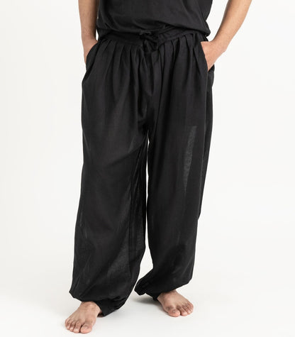 Organic Khadi Breeze Harem Pants - Black