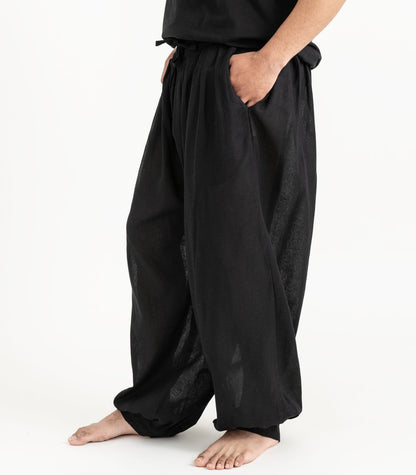 Organic Khadi Breeze Harem Pants - Black