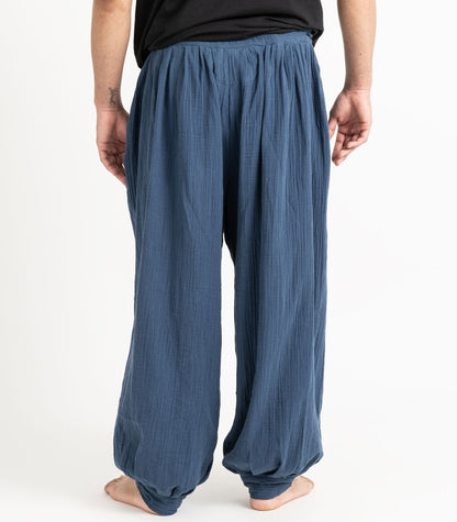 Organic Muslin Breeze Harem Pants - Indigo