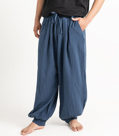 Organic Muslin Breeze Harem Pants - Indigo