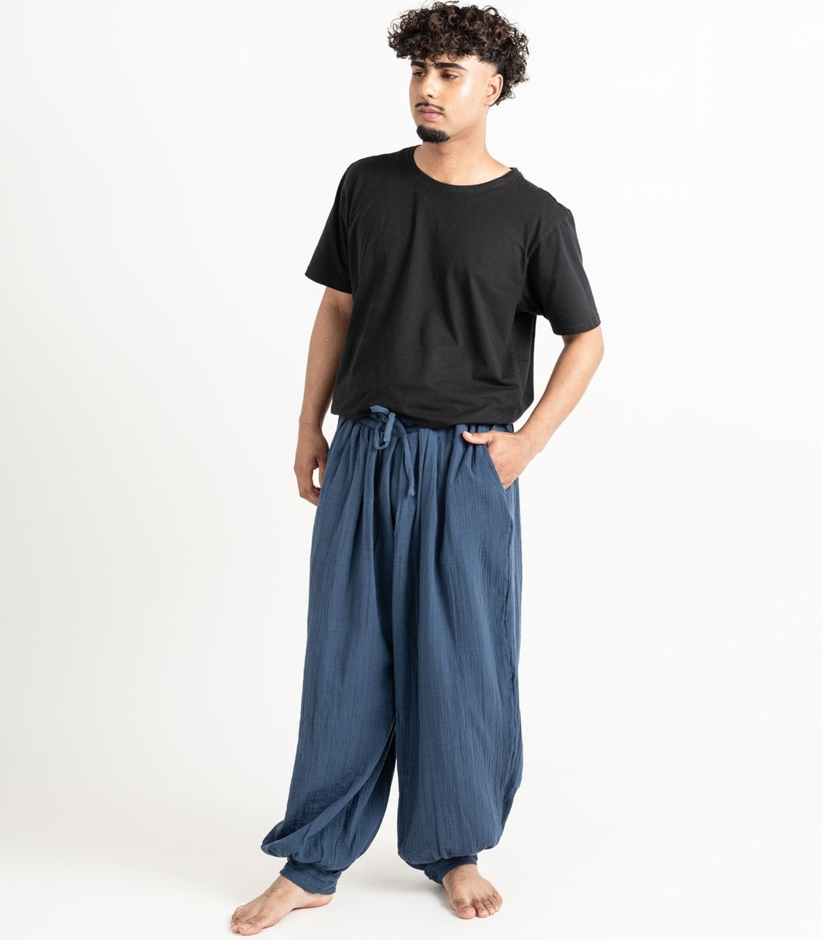 Organic Muslin Breeze Harem Pants - Indigo