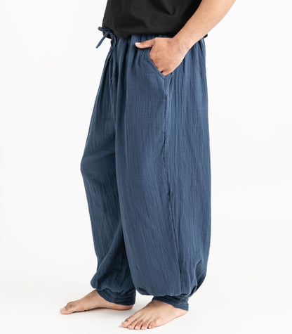 Organic Muslin Breeze Harem Pants - Indigo