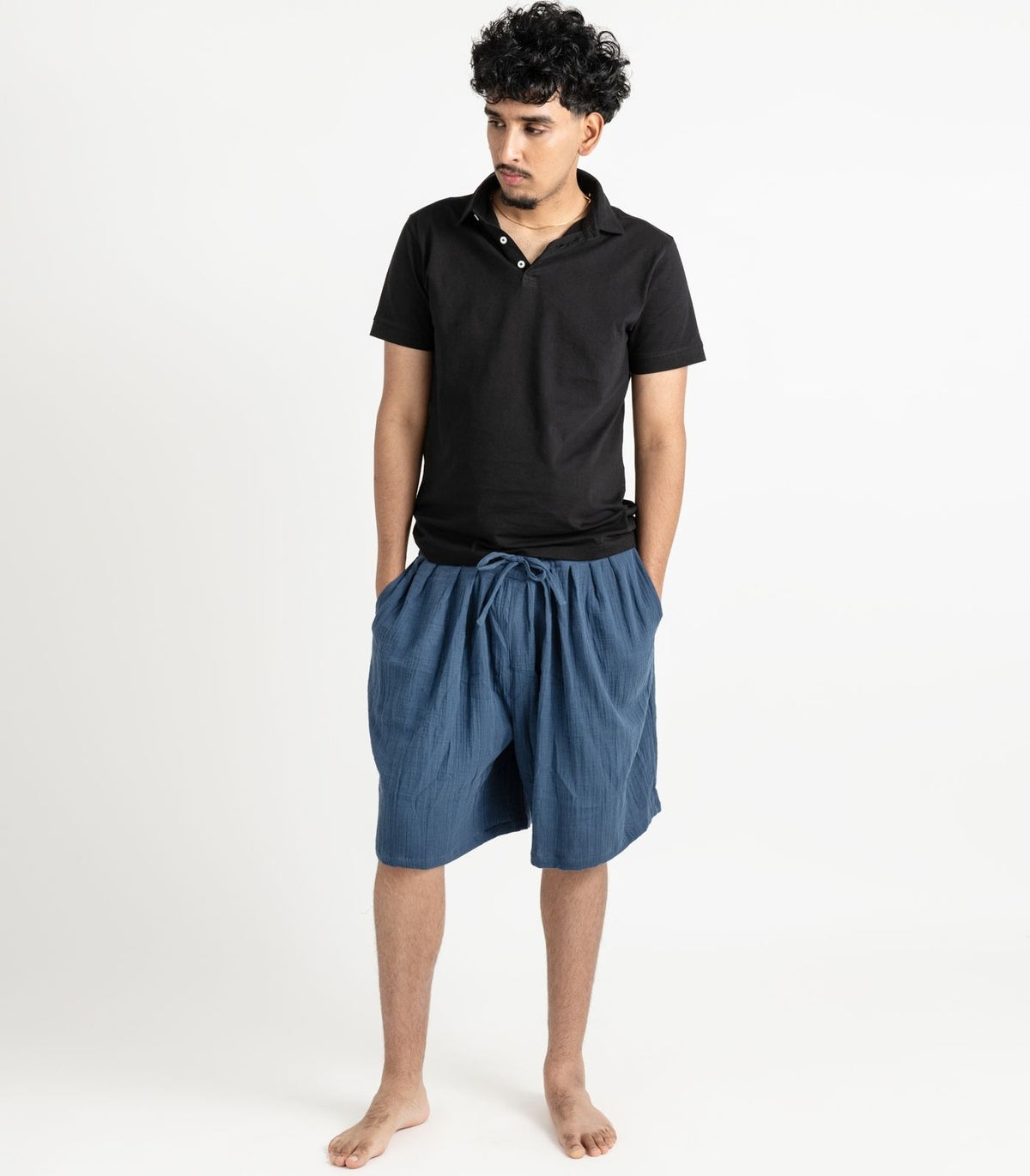 Organic Muslin Breeze Shorts - Indigo
