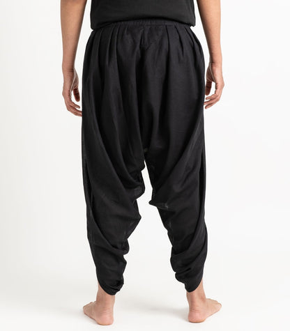 Organic Khadi Dhoti Pants - Black