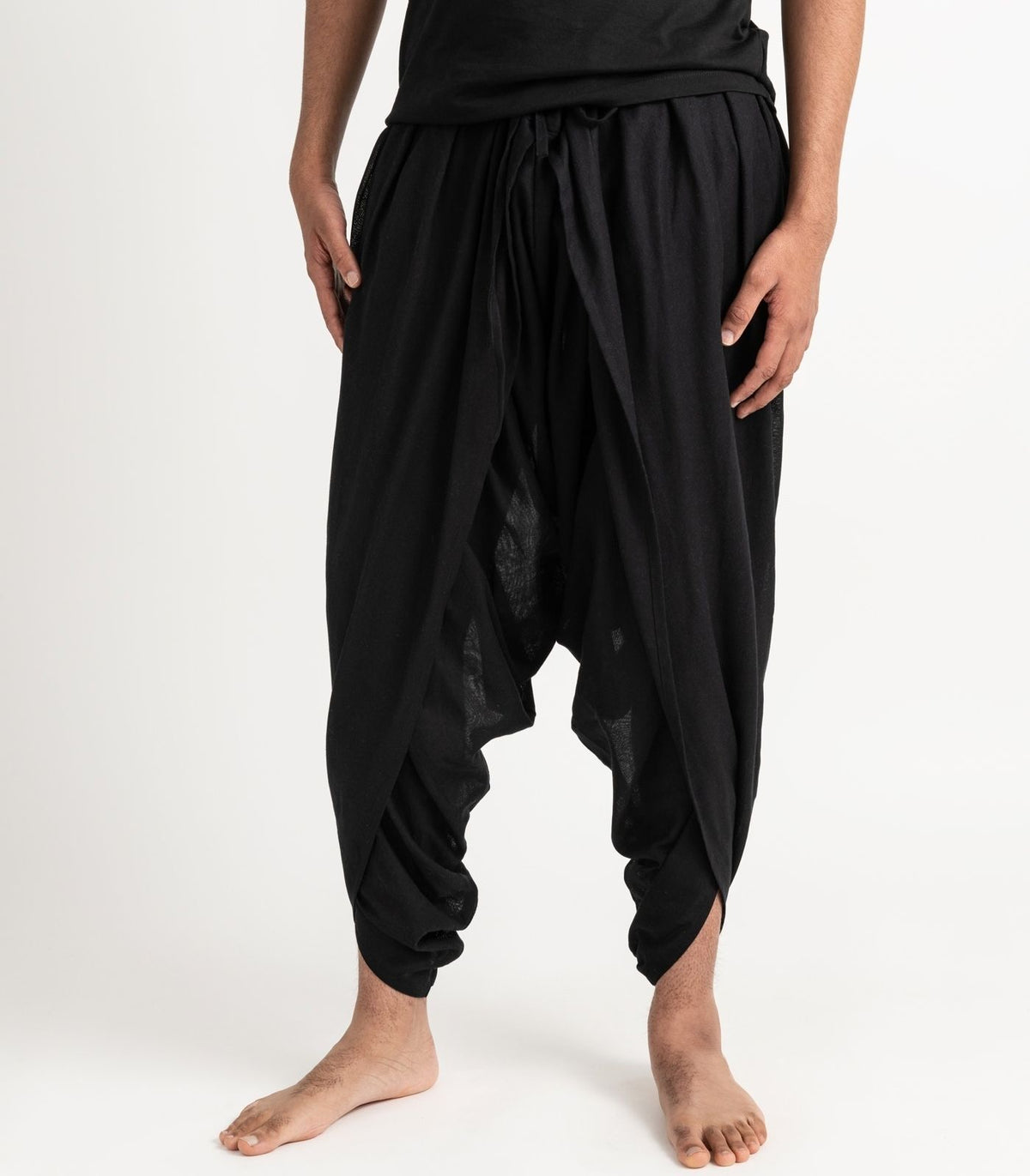 Organic Khadi Dhoti Pants - Black