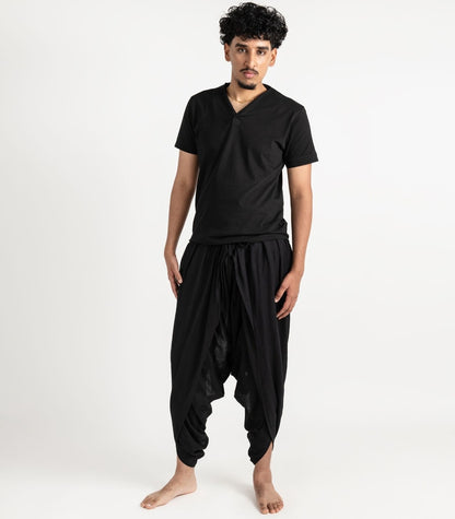 Organic Khadi Dhoti Pants - Black