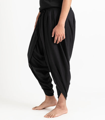 Organic Khadi Dhoti Pants - Black