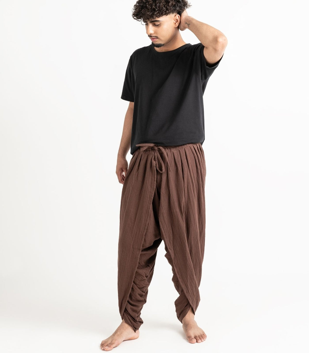 Organic Muslin Dhoti Pants - Chocolate