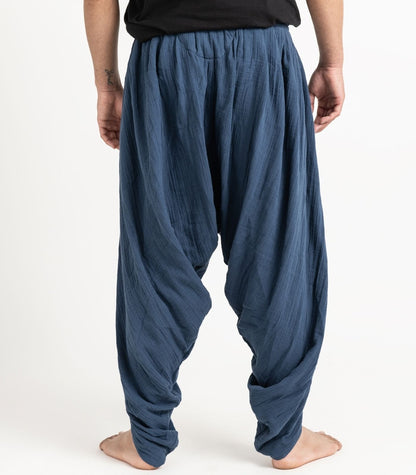 Organic Muslin Dhoti Pants - Indigo