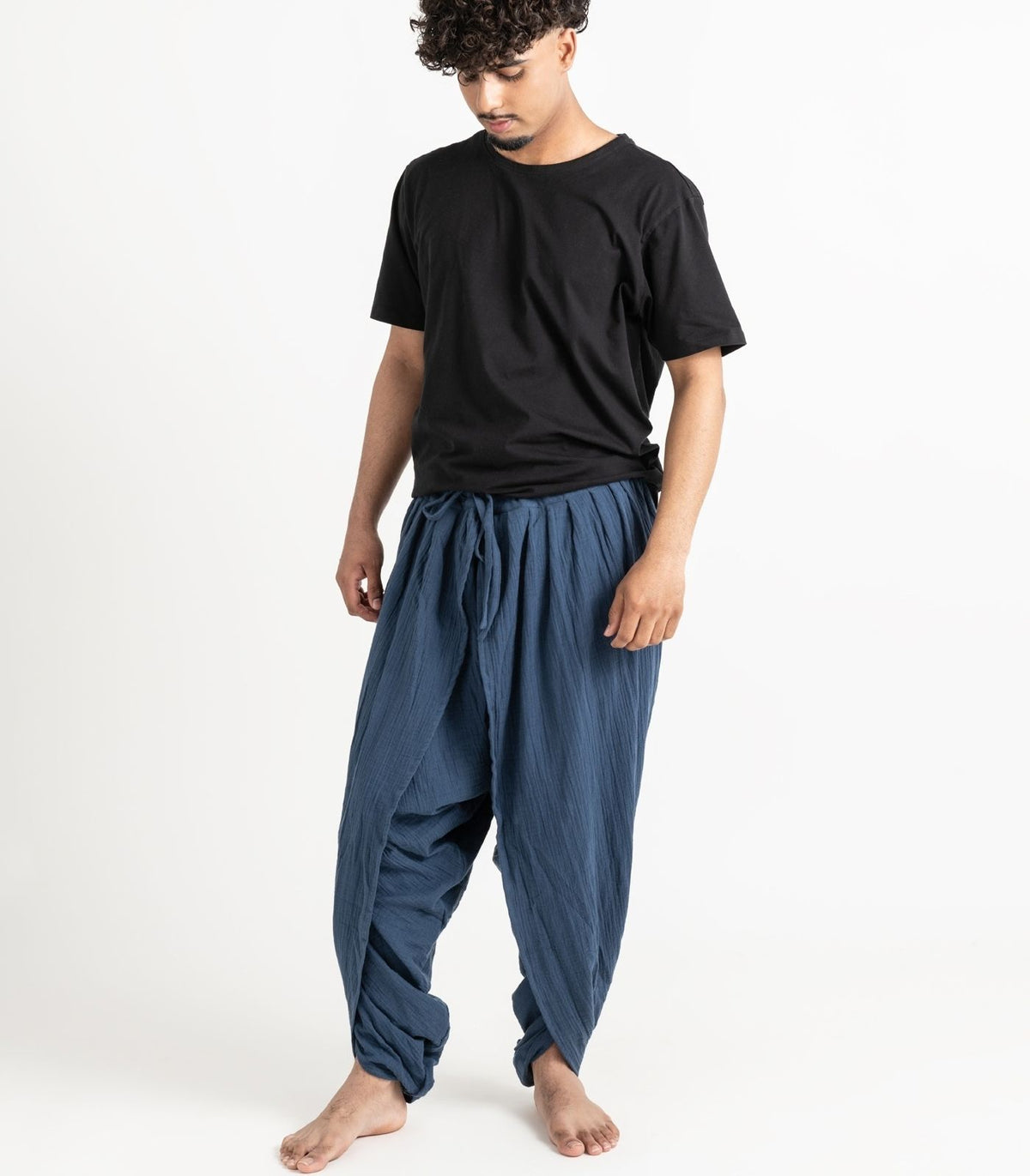 Organic Muslin Dhoti Pants - Indigo