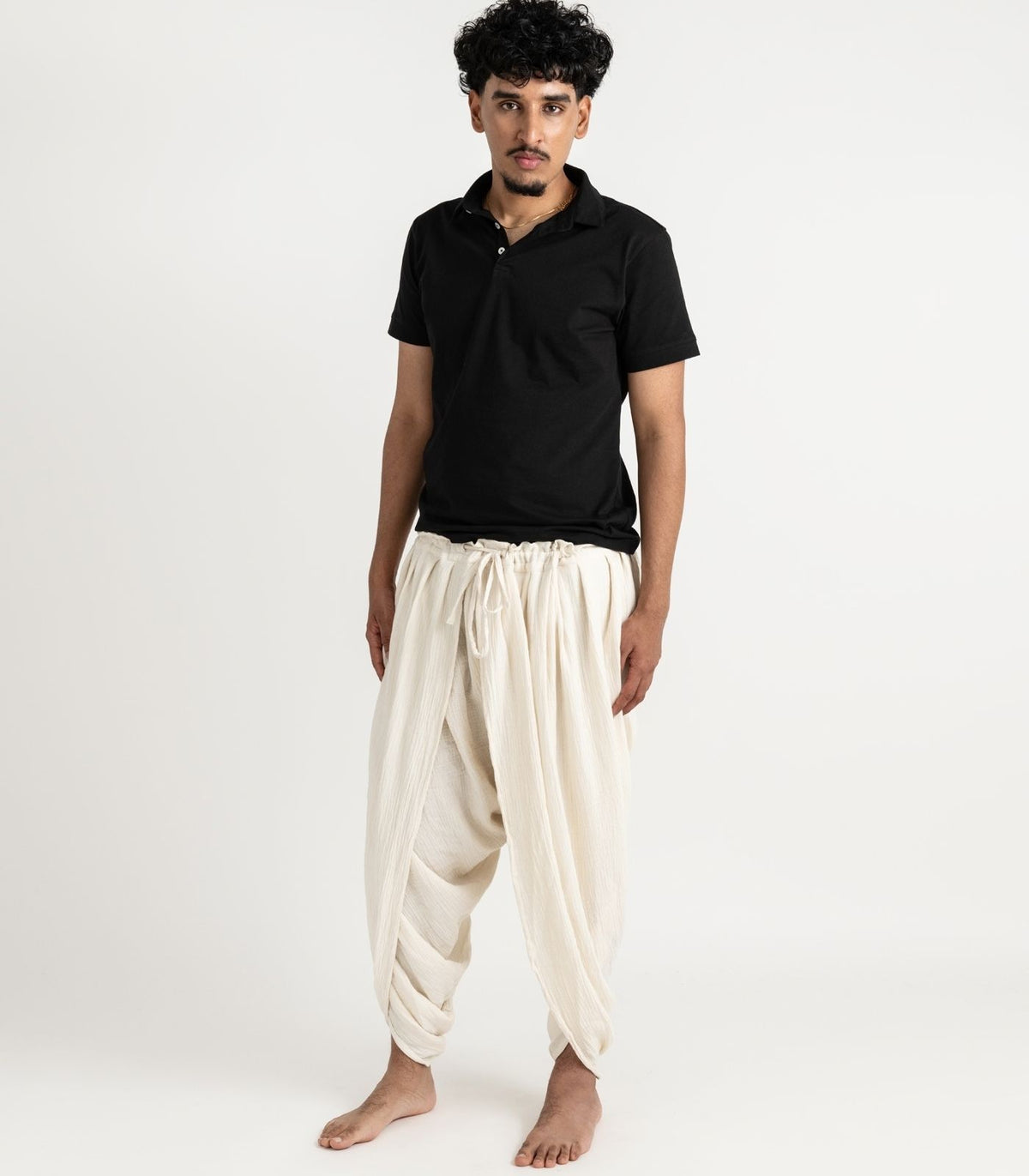 Organic Muslin Dhoti Pants - Natural