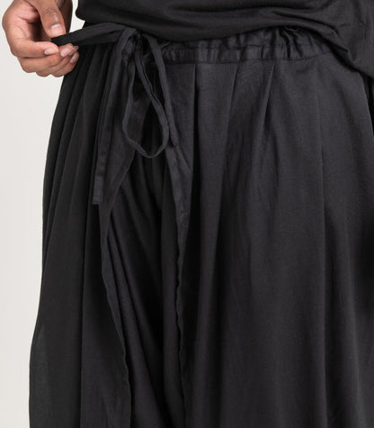 Organic Voile Dhoti Pants - Black
