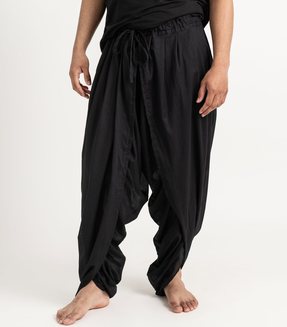 Organic Voile Dhoti Pants - Black
