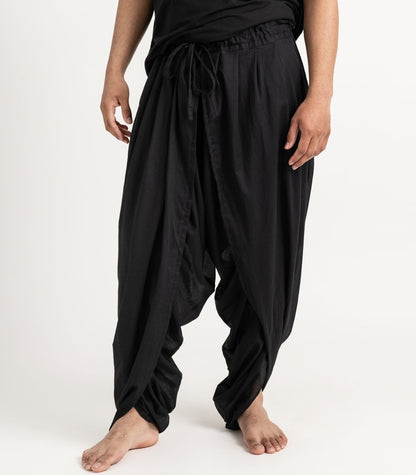 Organic Voile Dhoti Pants - Black