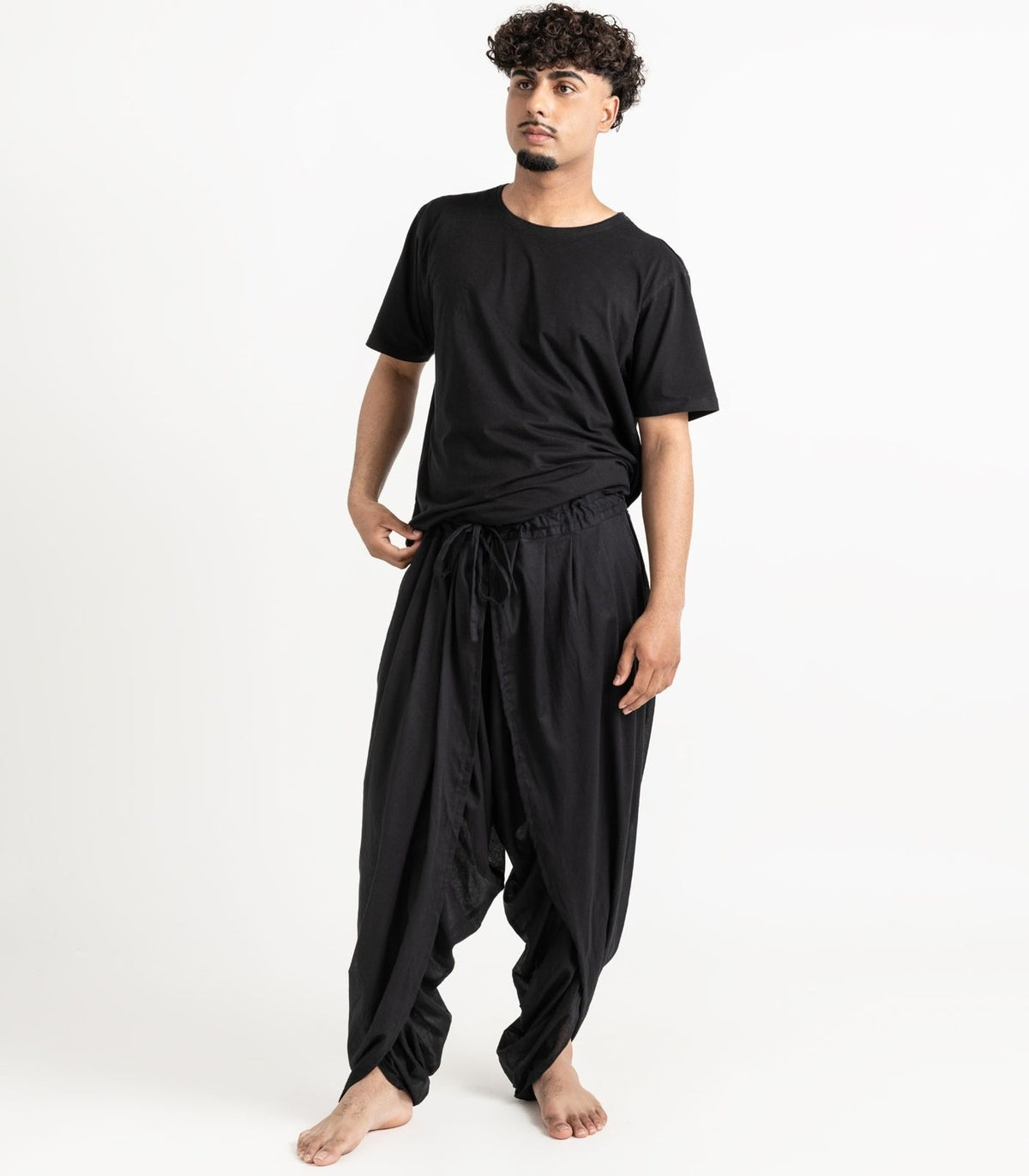 Organic Voile Dhoti Pants - Black