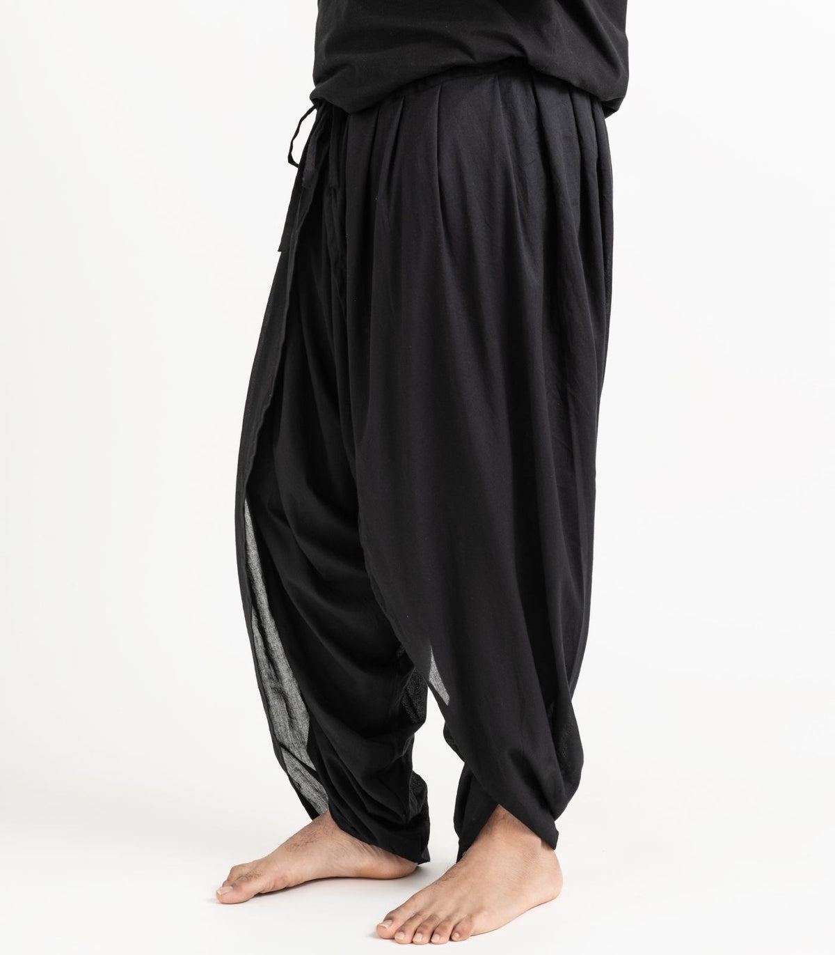 Organic Voile Dhoti Pants - Black