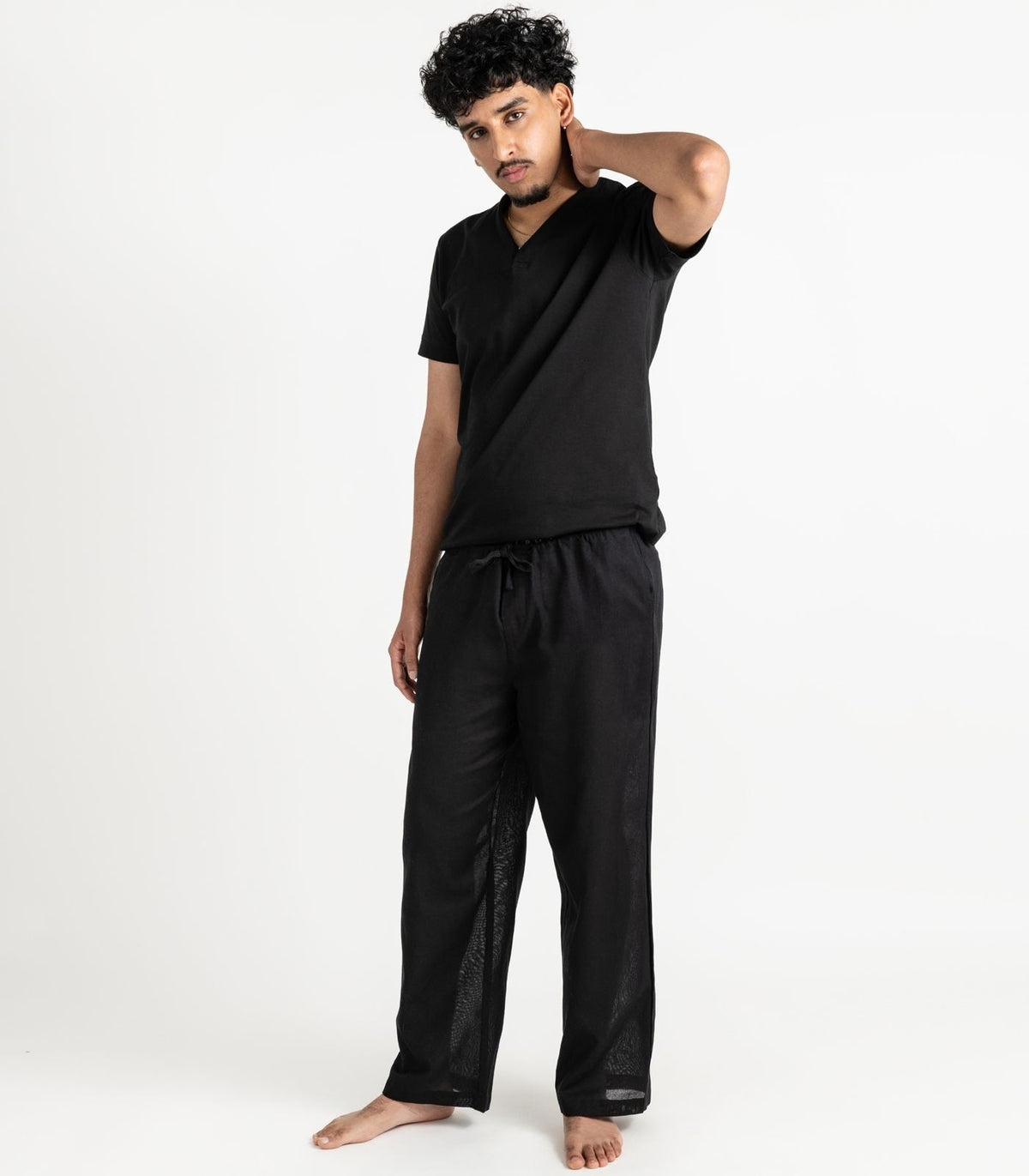 Men's Organic Khadi Kurta Pants - Black