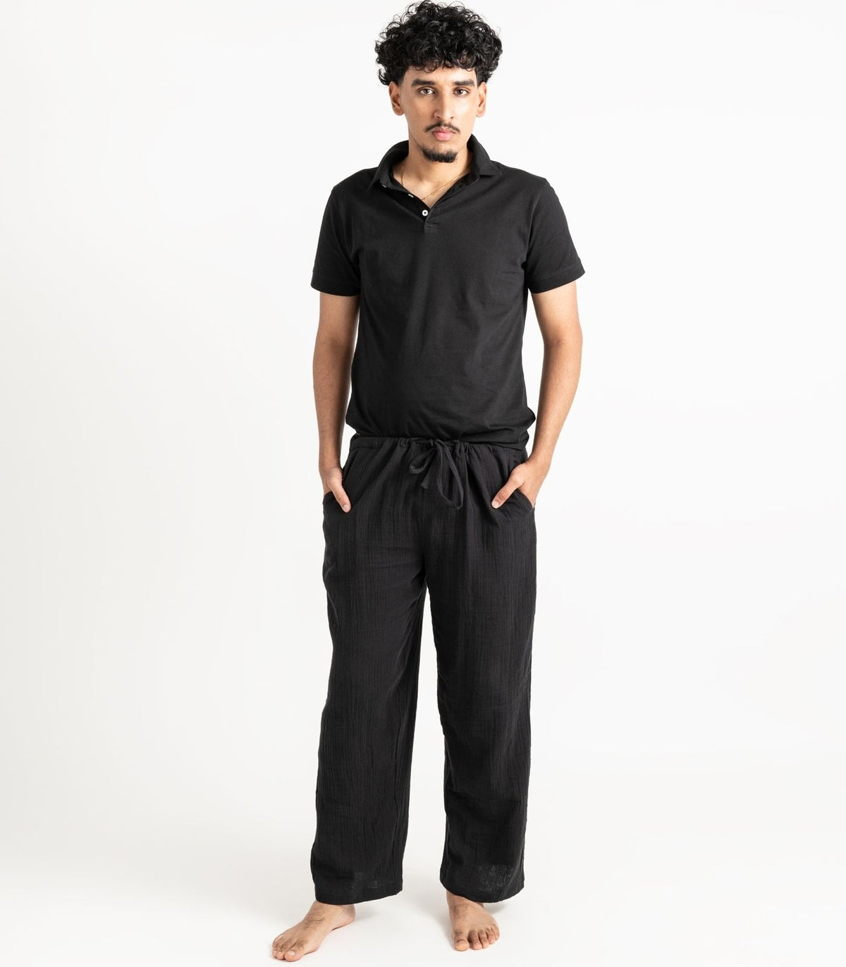 Men's Organic Muslin Kurta Pants - Black