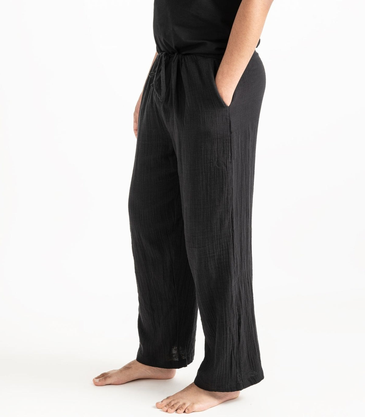Men's Organic Muslin Kurta Pants - Black