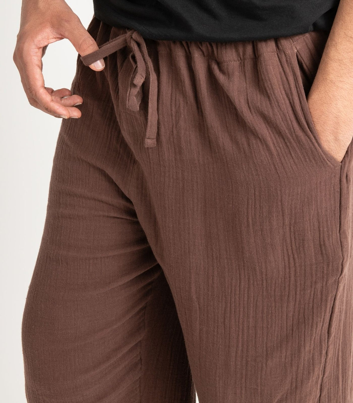 Men's Organic Muslin Kurta Pants - Chocolate