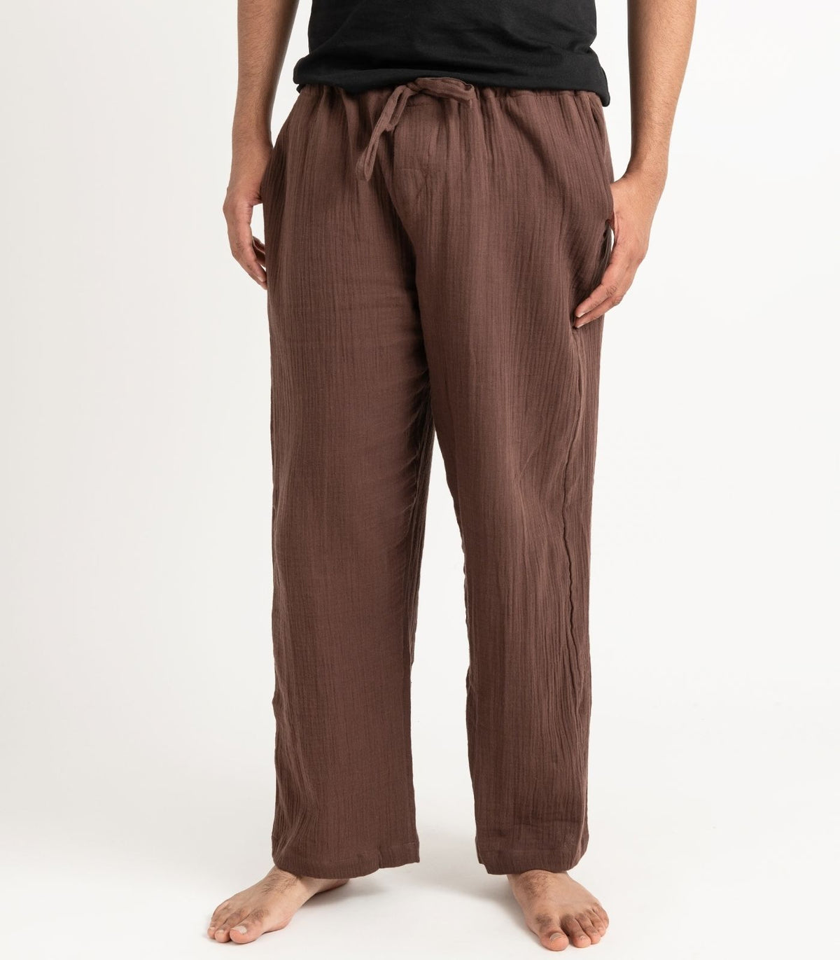Men's Organic Muslin Kurta Pants - Chocolate